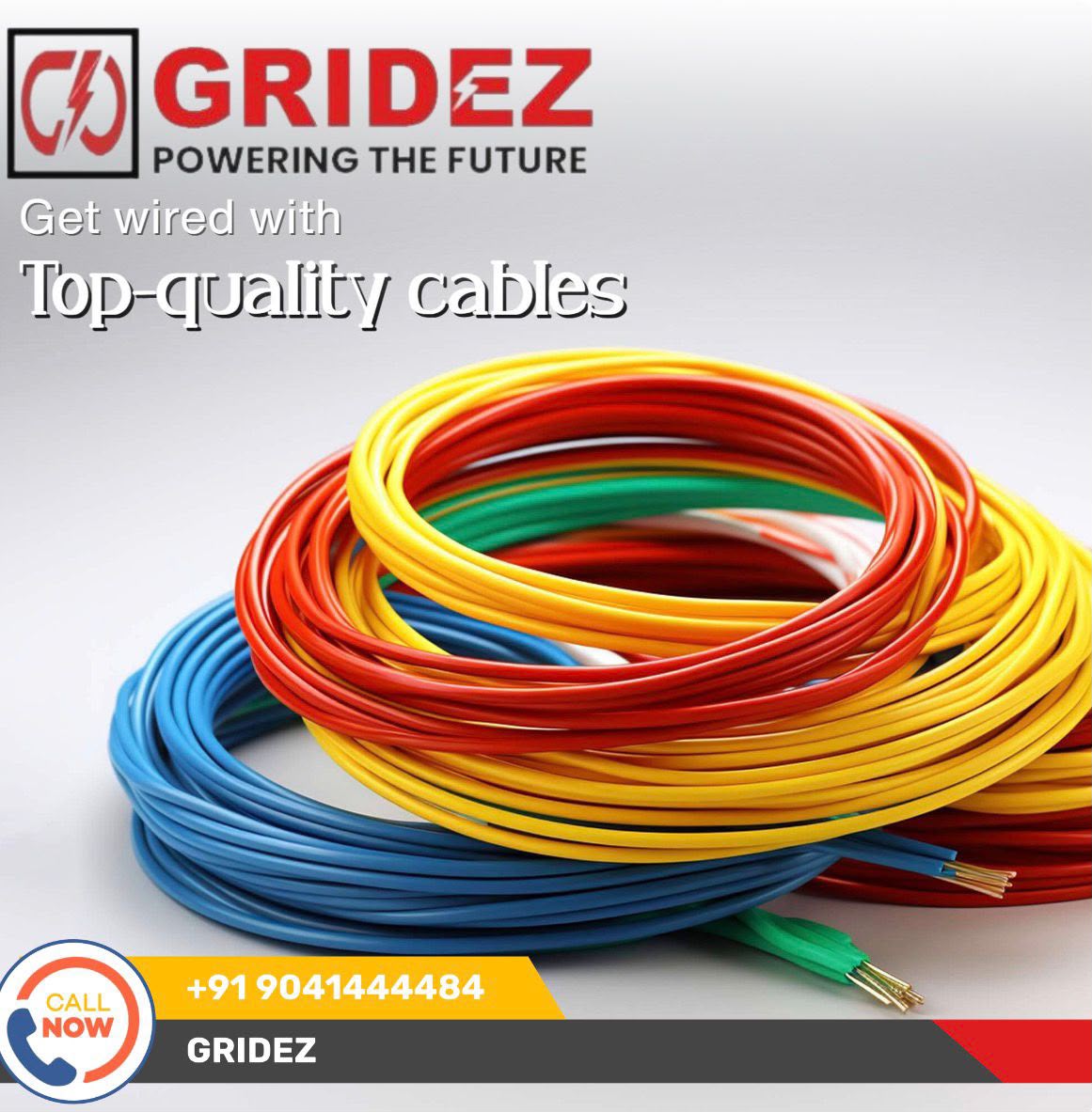 GRIDEZ FR PVC Insulated Wire & Cable 100% Copper | 90 Mtr. | Flame Retardant | 1100V Grade
