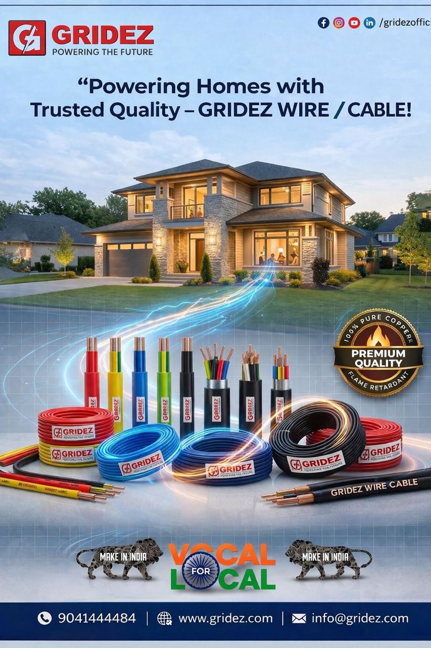GRIDEZ FR PVC Insulated Wire & Cable 100% Copper | 90 Mtr. | Flame Retardant | 1100V Grade