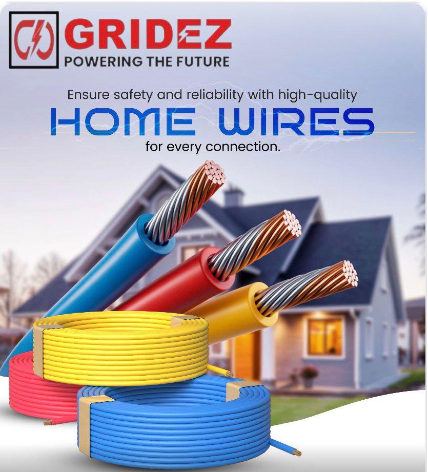 GRIDEZ FR PVC Insulated Wire & Cable 100% Copper | 90 Mtr. | Flame Retardant | 1100V Grade
