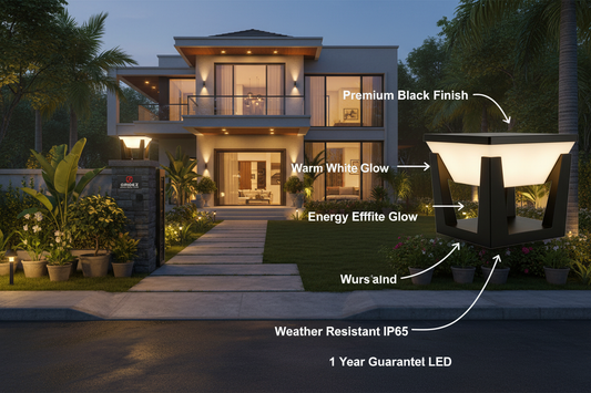 GRIDEZ Outdoor Pillar Light - Home Exterior